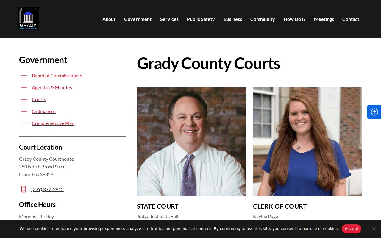Grady County Georgia courts roster and courthouse contact information
