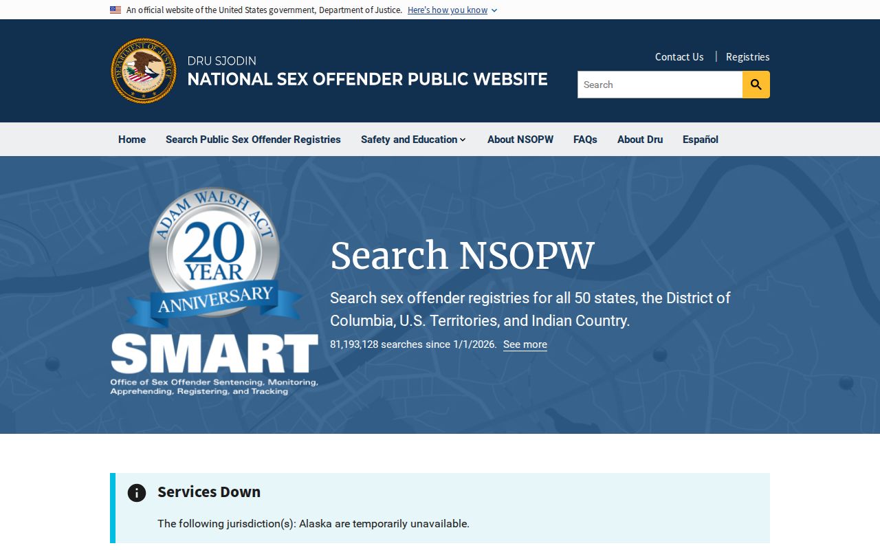 National search layer for a Grady County sex offender lookup