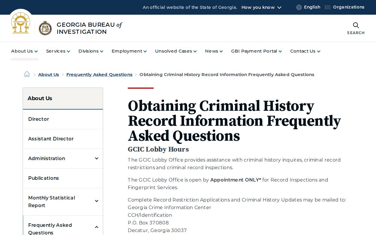 Grady County criminal history GBI record information FAQ